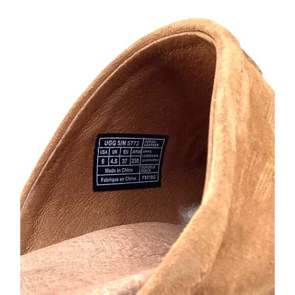 UGG JUDI CHESTNUT SUEDE / WOOL 2.75" CLOG PLATFORM HEELS SIZE US 6 WOMEN - Picture 8 of 8